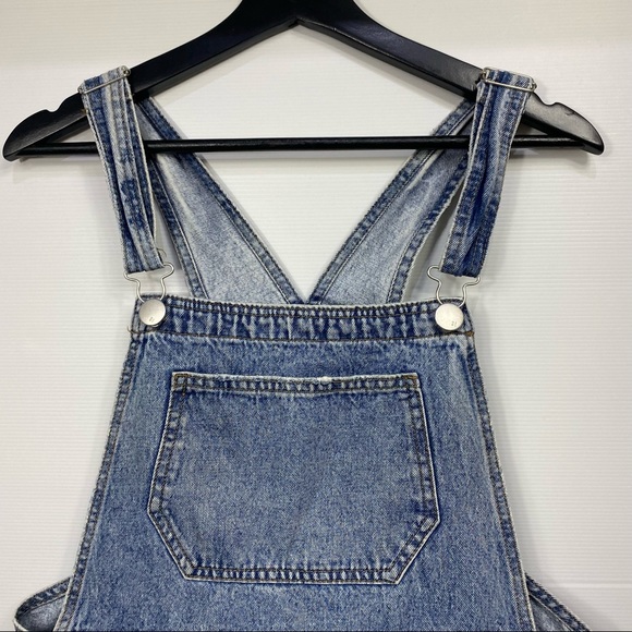 COTTON ON Blue Wash Demin Overalls Shorts Size 10 - Picture 2 of 13